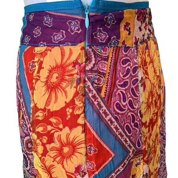 GEFF GALLANO SILK LACE FLORAL SPRING MAXI SKIRT - Picture 5 of 14